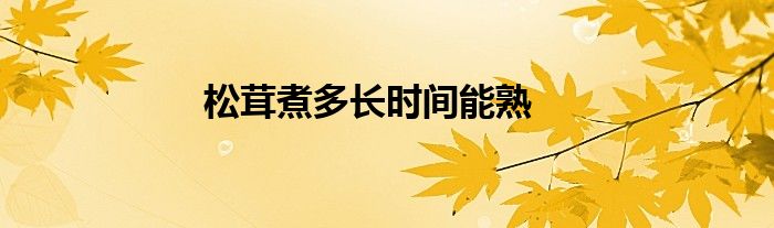 松茸煮多长时间能熟