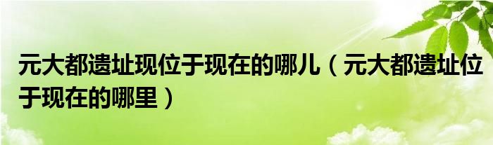 元大都遗址现位于现在的哪儿（元大都遗址位于现在的哪里）