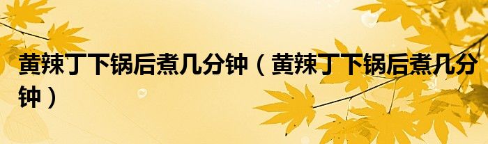 黄辣丁下锅后煮几分钟（黄辣丁下锅后煮几分钟）