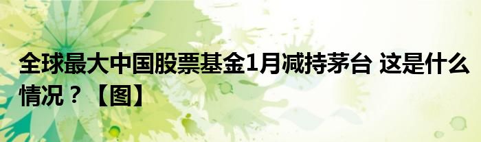 全球最大中国股票基金1月减持茅台 这是什么情况？【图】