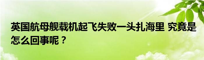 英国航母舰载机起飞失败一头扎海里 究竟是怎么回事呢？