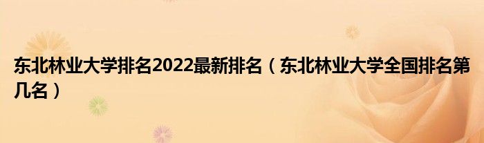 东北林业大学排名2022最新排名（东北林业大学全国排名第几名）