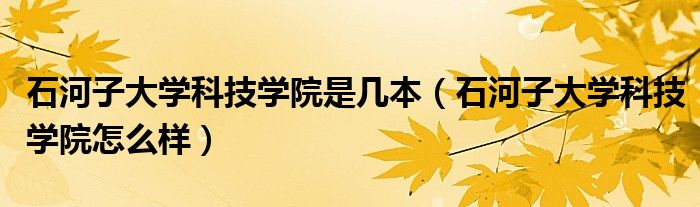 石河子大学科技学院是几本（石河子大学科技学院怎么样）