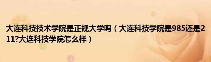 大连科技技术学院是正规大学吗（大连科技学院是985还是211?大连科技学院怎么样）