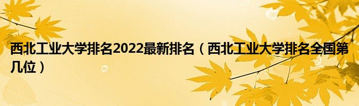 西北工业大学排名2022最新排名（西北工业大学排名全国第几位）