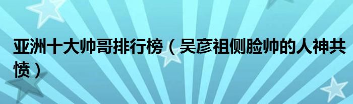亚洲十大帅哥排行榜（吴彦祖侧脸帅的人神共愤）