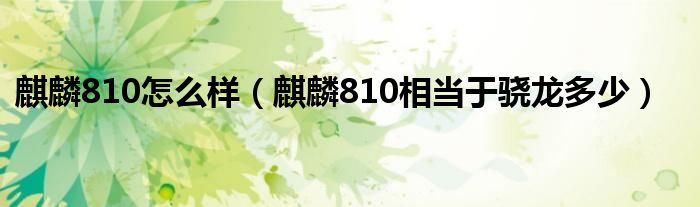 麒麟810怎么样（麒麟810相当于骁龙多少）