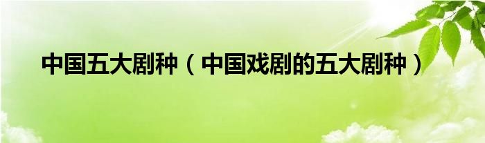 中国五大剧种（中国戏剧的五大剧种）