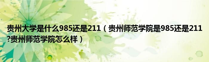 贵州大学是什么985还是211（贵州师范学院是985还是211?贵州师范学院怎么样）