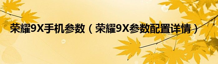 荣耀9X手机参数（荣耀9X参数配置详情）