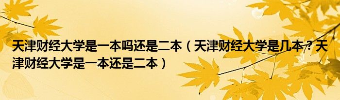 天津财经大学是一本吗还是二本（天津财经大学是几本？天津财经大学是一本还是二本）