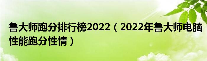 鲁大师跑分排行榜2022（2022年鲁大师电脑性能跑分性情）