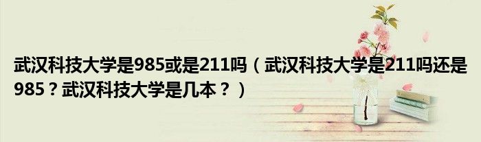 武汉科技大学是985或是211吗（武汉科技大学是211吗还是985？武汉科技大学是几本？）