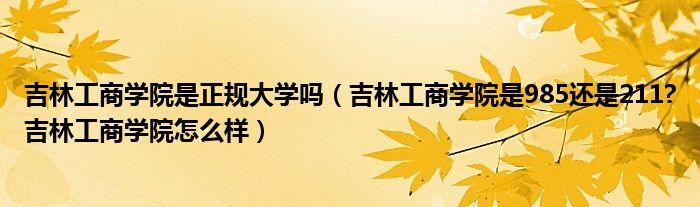 吉林工商学院是正规大学吗（吉林工商学院是985还是211?吉林工商学院怎么样）