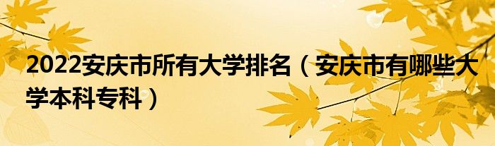 2022安庆市所有大学排名（安庆市有哪些大学本科专科）