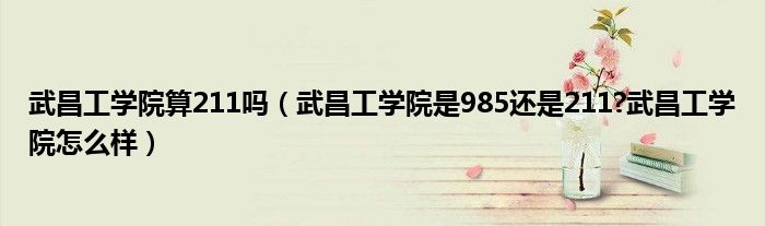 武昌工学院算211吗（武昌工学院是985还是211?武昌工学院怎么样）