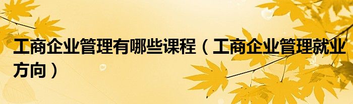 工商企业管理有哪些课程（工商企业管理就业方向）