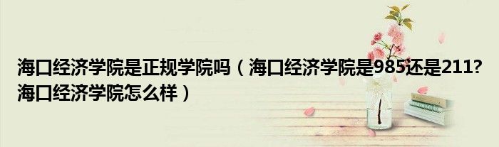 海口经济学院是正规学院吗（海口经济学院是985还是211?海口经济学院怎么样）