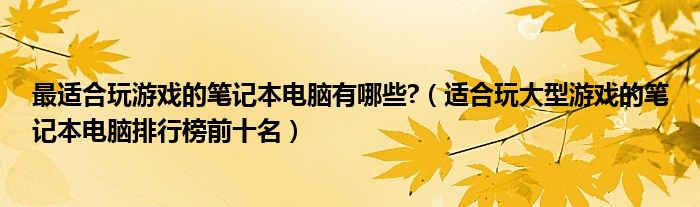 最适合玩游戏的笔记本电脑有哪些?（适合玩大型游戏的笔记本电脑排行榜前十名）