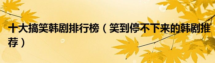 十大搞笑韩剧排行榜（笑到停不下来的韩剧推荐）