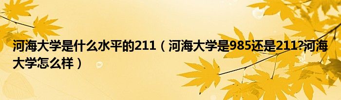 河海大学是什么水平的211（河海大学是985还是211?河海大学怎么样）