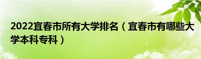 2022宜春市所有大学排名（宜春市有哪些大学本科专科）