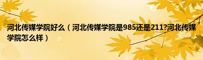 河北传媒学院好么（河北传媒学院是985还是211?河北传媒学院怎么样）
