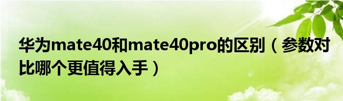 华为mate40和mate40pro的区别（参数对比哪个更值得入手）