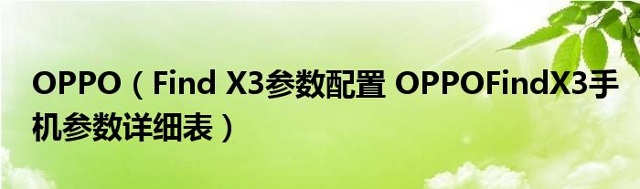 OPPO（Find X3参数配置 OPPOFindX3手机参数详细表）