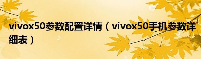 vivox50参数配置详情（vivox50手机参数详细表）