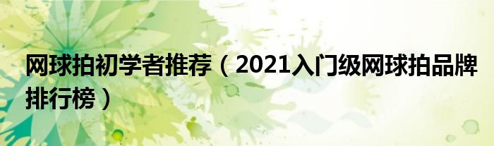 网球拍初学者推荐（2021入门级网球拍品牌排行榜）