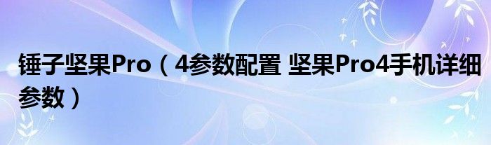 锤子坚果Pro（4参数配置 坚果Pro4手机详细参数）