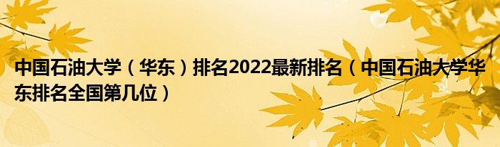 中国石油大学（华东）排名2022最新排名（中国石油大学华东排名全国第几位）