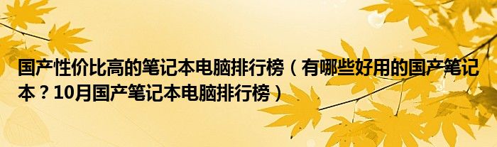 国产性价比高的笔记本电脑排行榜（有哪些好用的国产笔记本？10月国产笔记本电脑排行榜）