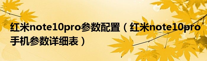 红米note10pro参数配置（红米note10pro手机参数详细表）
