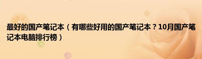 最好的国产笔记本（有哪些好用的国产笔记本？10月国产笔记本电脑排行榜）