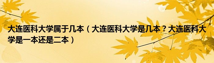 大连医科大学属于几本（大连医科大学是几本？大连医科大学是一本还是二本）