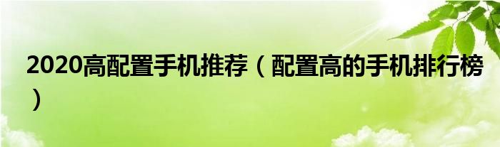 2020高配置手机推荐（配置高的手机排行榜）