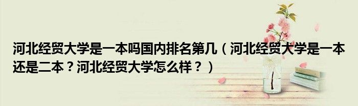 河北经贸大学是一本吗国内排名第几（河北经贸大学是一本还是二本？河北经贸大学怎么样？）