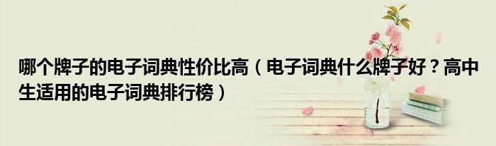 哪个牌子的电子词典性价比高（电子词典什么牌子好？高中生适用的电子词典排行榜）