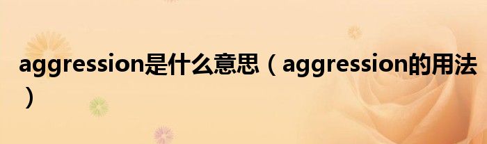 aggression是什么意思（aggression的用法）
