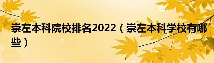 崇左本科院校排名2022（崇左本科学校有哪些）
