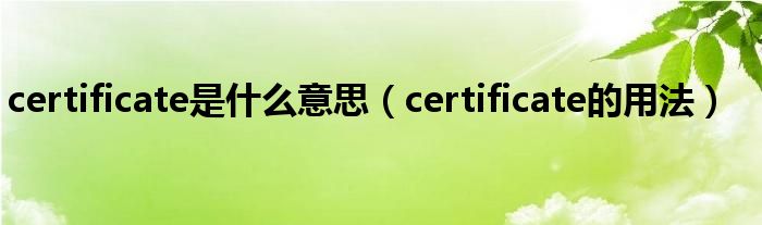 certificate是什么意思（certificate的用法）