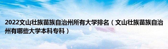 2022文山壮族苗族自治州所有大学排名（文山壮族苗族自治州有哪些大学本科专科）