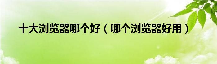 十大浏览器哪个好（哪个浏览器好用）