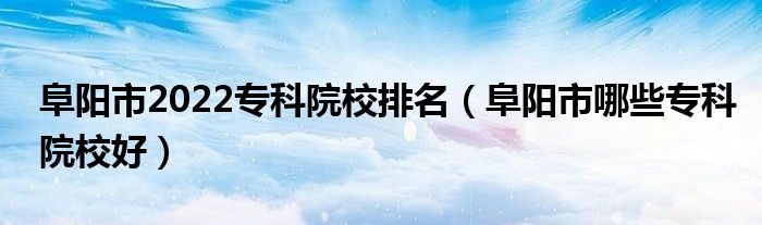 阜阳市2022专科院校排名（阜阳市哪些专科院校好）