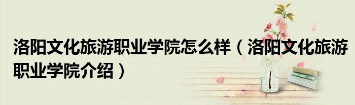 洛阳文化旅游职业学院怎么样（洛阳文化旅游职业学院介绍）