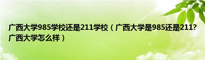 广西大学985学校还是211学校（广西大学是985还是211?广西大学怎么样）