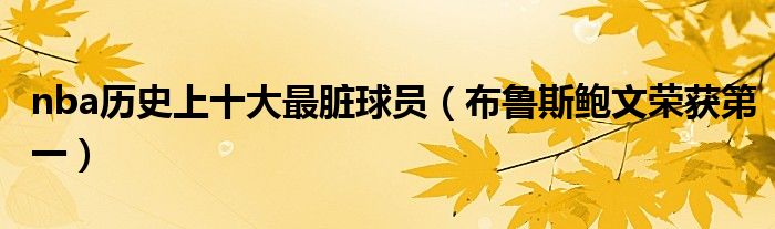 nba历史上十大最脏球员（布鲁斯鲍文荣获第一）