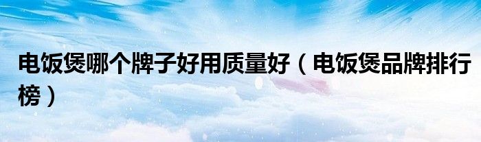 电饭煲哪个牌子好用质量好（电饭煲品牌排行榜）